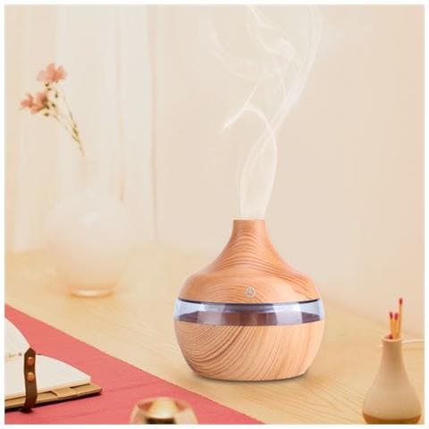 Umidificatore Legno Diffusore Aromi Led Colorato Luce Notturna Per Casa Ufficio Auto Terme Yoga Stanza Bambino Usb 300ml - Foto 4