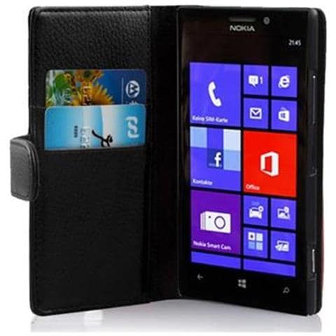 Cadorabo Custodia Compatibile Con Nokia Lumia 925 In Nero Ossido - Coperchio Protettivo In Ecopelle Testurizzata E Tasca Per Carte Di Credito - Foto 1