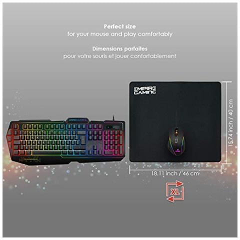 Tappetino Del Mouse Gamer Arena - Taglia Xl - 46 X 40 X 3 Centimetri - Superficie Ultra Liscia - Migliora Velocità E Precisione - Bordi Cuciti - Base In Gomma Antiscivolo - Nero - Foto 2
