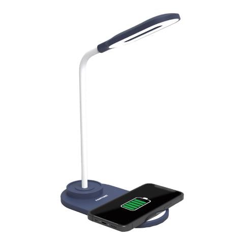 Pt-ld001n Lampada Led Con Caricabatterie Wireless Integrato Con Output Di 10w Con Braccio Regolabile Colore Blu Bianco - Foto 1