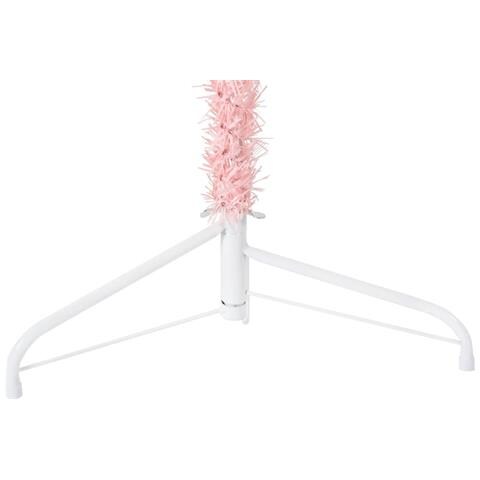 Albero Natale Artificiale Sottile A Metà E Supporto Rosa 210 Cm - Foto 8