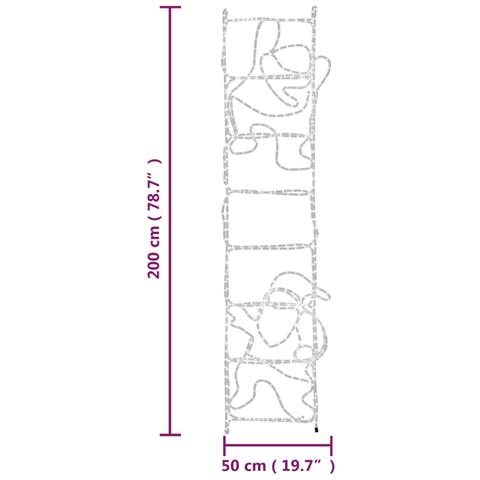 Figura Pieghevole Babbo Natale su Scala con 552 LED 50x200 cm - Foto 2