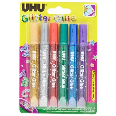 Colla Con Glitter Glue Original Tubetto Da 10ml Colori Assortiti Conf 6 Pz. - Foto 1