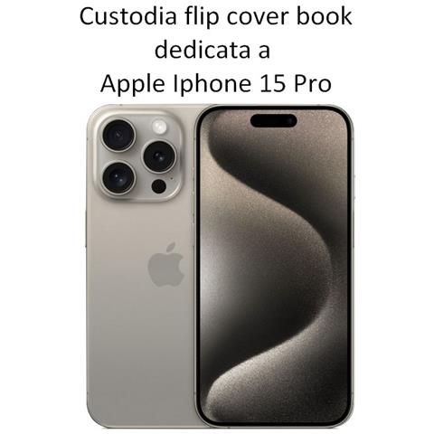 Custodia A Libro Book Case Per Apple Iphone 15 Pro Navy-lime - Foto 2