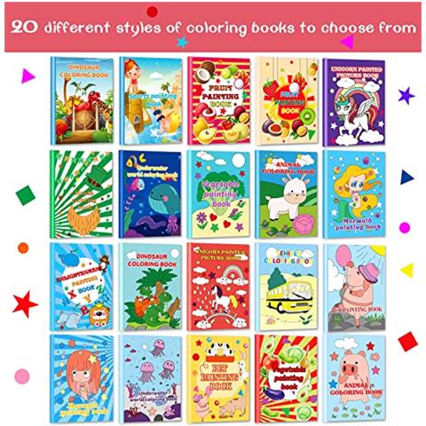 20 Libri Da Colorare Per Bambini Dai 4 Agli 8 Anni (51 X 7 Pollici), Libri Da Colorare In Blocco Per Bambini Dai 2 Ai 4 Anni, Regali Per Feste Di Compleanno Per Bambini Piccoli, Attività In Classe Include Unicorno, Sirena, Alpaca, Dinosauro, Frutta, Auto - Foto 3