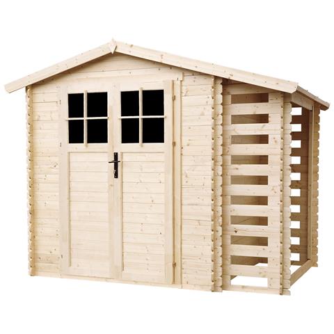 Casetta Da Giardino In Legno Per Esterni Con Legnaia Con Serratura Di Alta Qualità- L206xl272xa218 Cm / 3,53 M2 + 0,97 M2 - Piccola Casetta In Legno - Foto 1