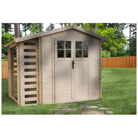 Casetta Da Giardino In Legno Per Esterni Con Legnaia Con Serratura Di Alta Qualità- L206xl272xa218 Cm / 3,53 M2 + 0,97 M2 - Piccola Casetta In Legno - Foto 5