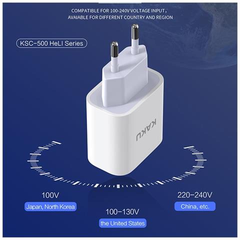 Caricabatterie Rapido A Filo Ksc-500 Heli 20w Qc3.0 Pd Type-c Bianco - Foto 5