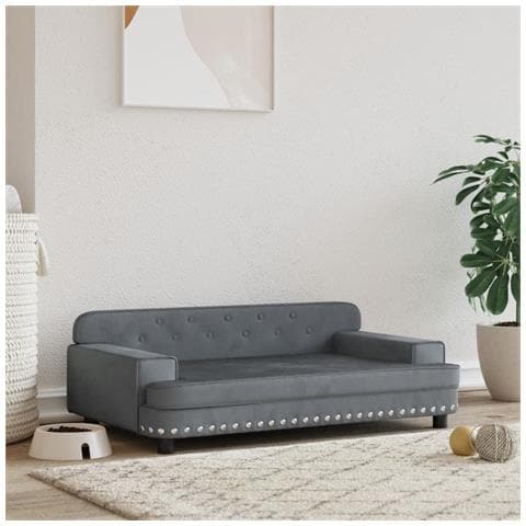 Lettino per Cani Grigio Scuro 90x53x30 cm in Velluto - Foto 2