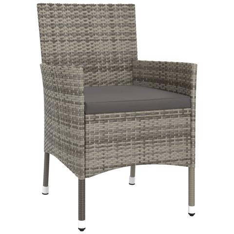 Set Bistrò Da Giardino 5 Pz Con Cuscini In Polyrattan Grigio - Foto 2