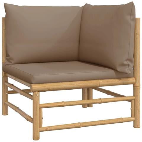 Set Salotto da Giardino 5pz con Cuscini Tortora Bambù - Foto 2