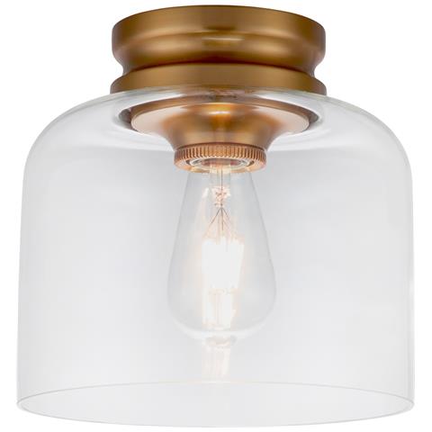 Plafoniera Contemporanea Hounslow Acciaio Ottone Brunito Vetro 1 Luce E27 - Foto 1