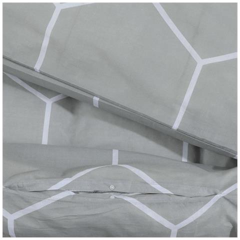 Set Copripiumino Grigio 155x220 Cm In Cotone - Foto 2