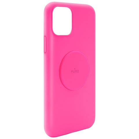 Cover Per Iphone 11 Serie Icon In Silicone Con Piastra Metallica, Fucsia - Foto 1