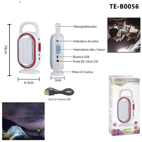 Lampada Emergenza Led Ricaricabile Lavoro Portatile Energia Campeggio Te-b0056 - Foto 2