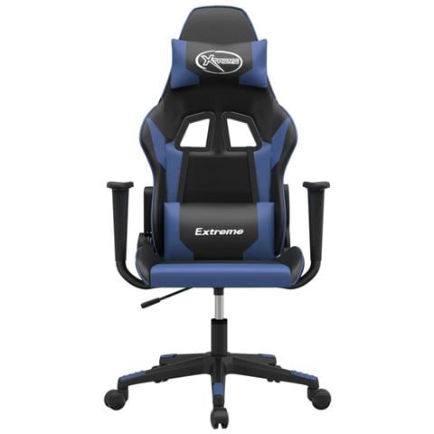 Sedia da Gaming Massaggiante Nero e Blu in Similpelle - Foto 2