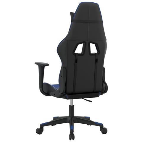 Sedia da Gaming Massaggiante Nero e Blu in Similpelle - Foto 10