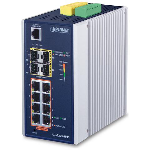 IGS-5225-8P4S switch di rete Gestito L2+ Gigabit Ethernet (10/100/1000) Supporto Power over Ethernet (PoE) Blu, Argento - Foto 1