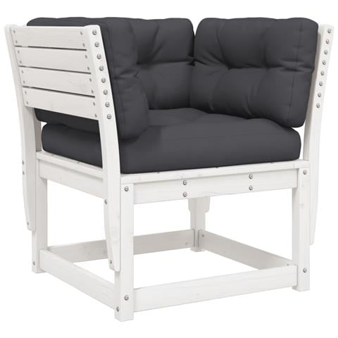 Set Salotto Giardino 8pz Con Cuscini Bianco Legno Massello Pino - Foto 3