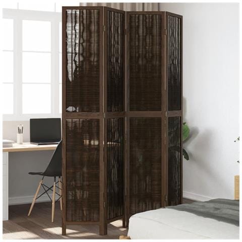 Divisorio Ambienti 4 Pannelli Marrone Scuro Massello Paulownia - Foto 1