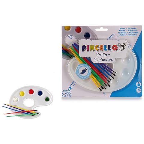 Set Di 10 Pennelli Con Palette E Vernice. - Foto 1