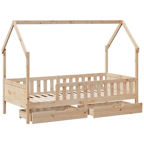 Giroletto Bambini con Cassetti 90x200 cm Legno Massello di Pino - Foto 10