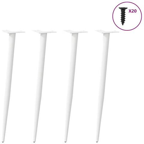 Gambe Tavolino Caffè A Forma Conica 4 Pz Bianco 72-73cm Acciaio - Foto 3