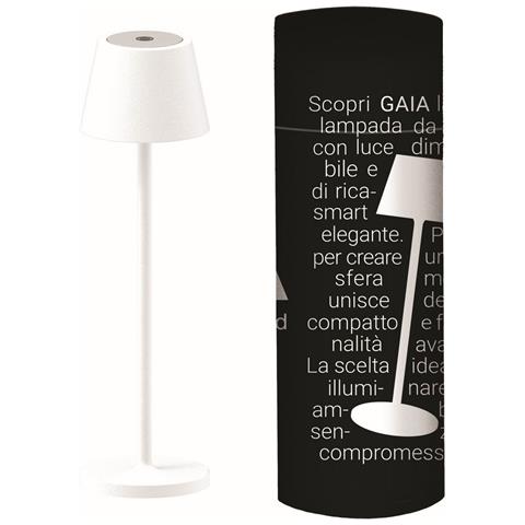 Lampada Da Tavolo Ricaricabile Gaia - Bianco - Metallo - 7,5x7,5x27 Cm - Foto 2