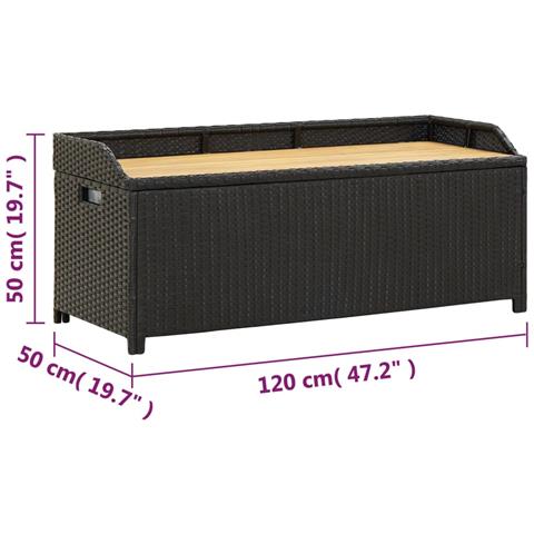 Lusso Casadino - Panca Da Giardino Con Vano Portaoggetti 120 Cm Polyrattan Nera - Foto 8