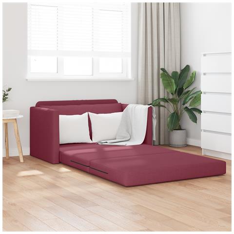 Divano letto piso 2 in 1 rosso vino 124x71x78 cm stoffa - Foto 2