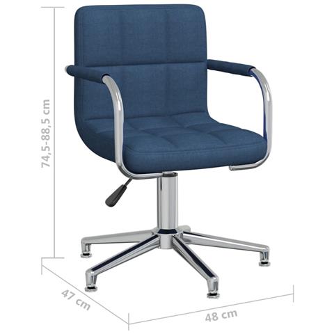 Sedia da Ufficio Girevole Blu in Tessuto - Foto 8