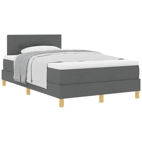 Letto con rete a doghe e materasso grigio scuro 120x190 cm tessuto - Foto 1