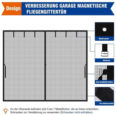 Tenda Zanzariera Magnetica In Fibra Di Vetro Per Garage - Installazione Semplice Senza Fori Grey L - Foto 2