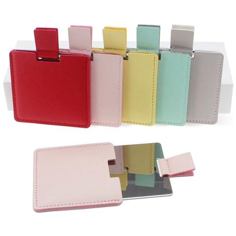 Specchietto Cosmetico Portatile In Acciaio Inossidabile Con Custodia In Pu Black - Foto 2