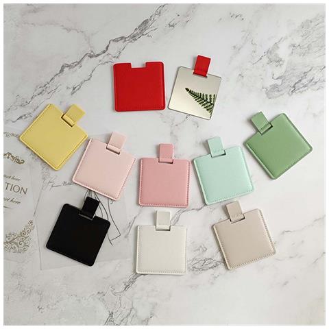 Specchietto Cosmetico Portatile In Acciaio Inossidabile Con Custodia In Pu Black - Foto 3