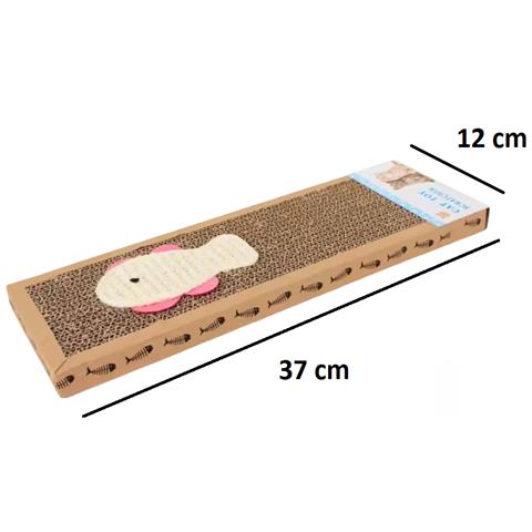 Tiragraffi Per Gatti In Cartone Ondulato Giocattolo Pesce Cuccia 37x12x5 Cm Lettino Orizzontale - Foto 6