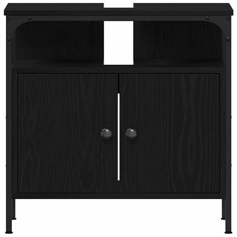 Set di mobili per il bagno 3 pcs Rovere nero 33 x 33 x 185.5 cm - Foto 9