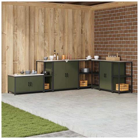 Mensola per il deposito in cucina Verde oliva Acciaio - Foto 2