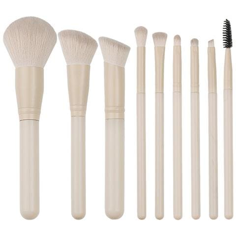 Set Di 9 Pennelli Da Trucco Moon Round Color Caffè - Setole In Fibra Sintetica Morbida - Foto 1