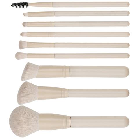 Set Di 9 Pennelli Da Trucco Moon Round Color Caffè - Setole In Fibra Sintetica Morbida - Foto 4