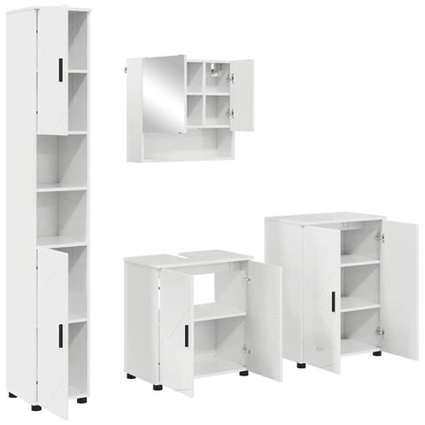 Set di mobili per il bagno 4 pcs Bianco lucido 61 x 35 x 64 cm - Foto 1