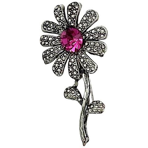 Spilla A Margherita In Sw Fucsia E Argento - Foto 1
