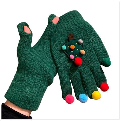 Guanti Invernali Con Albero Di Natale, Carini E Creativi A Cinque Dita Green - Foto 1