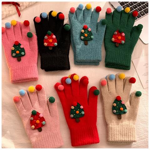 Guanti Invernali Con Albero Di Natale, Carini E Creativi A Cinque Dita Green - Foto 3