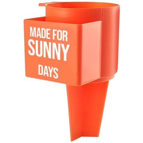 Portabicchieri Da Spiaggia Per Bevande E Telefono Con Scomparto Frontale, Arancione - Foto 1