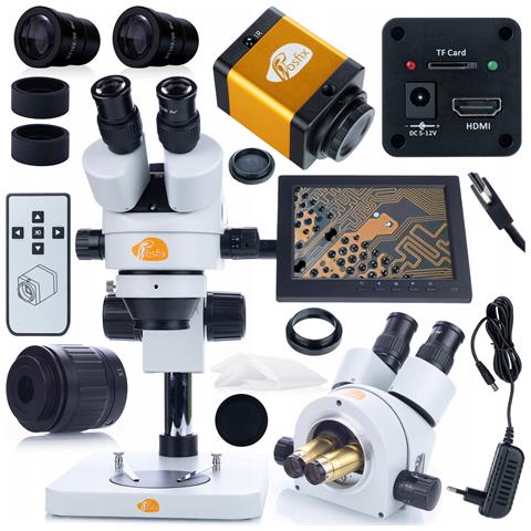 Set Microscopio Professionale Mercury Pro Con Telecamera E Display 8"" - Alta Risoluzione, Testa Trinoculare, Zoom 7x-45x - Foto 1