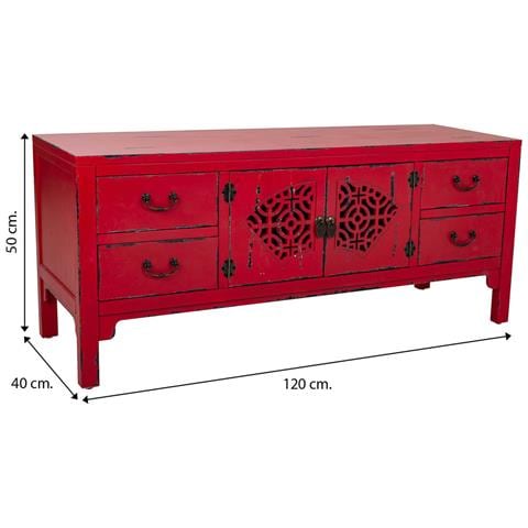 Mobile Base In Legno Rosso 120x40x50h - Foto 8