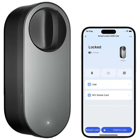 Serratura Intelligente U200 Lite Sblocco Bluetooth / Nfc / Controllo Vocale, Nero - Foto 2