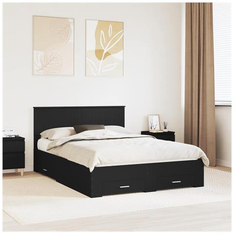 Struttura del letto Nero 140 x 190 cm Legno multistrato - Foto 2