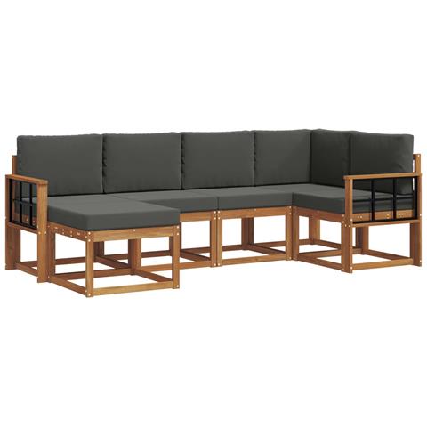 Set di divani da esterno con cuscino 6 pcs Naturale e Antracite - Foto 1